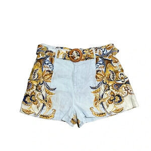 NWT Joie 100% Linen High Rise Summer Brocade Belted Shorts XL